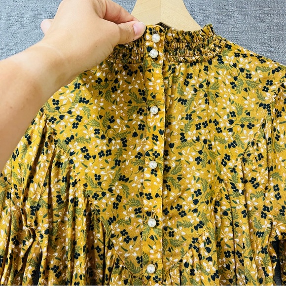William Rast Mustard Floral Print Top Size M - Picture 8 of 13
